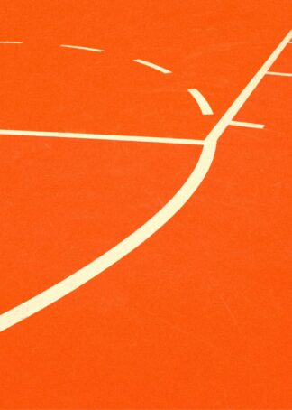 Graphic line basketball court color orange poster