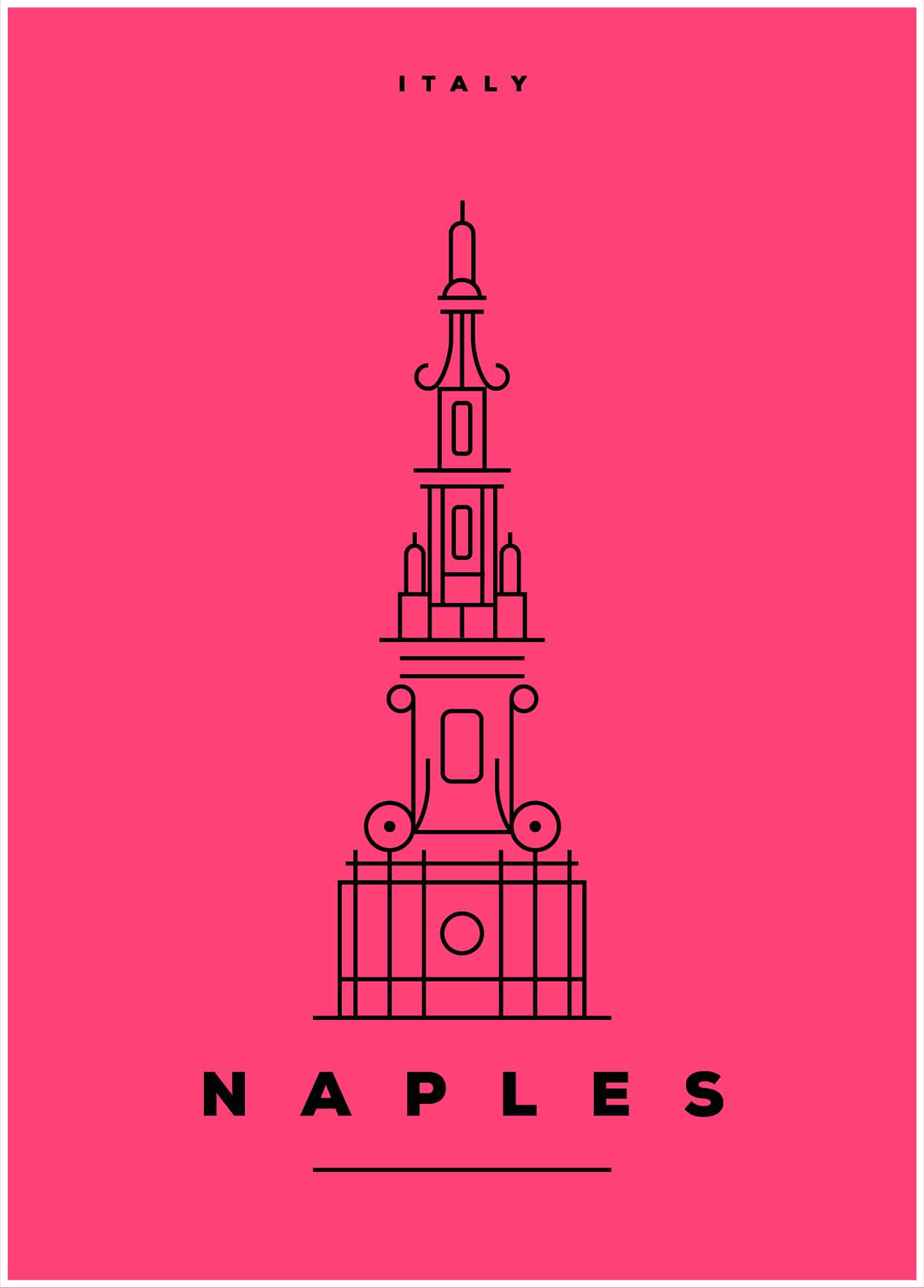 naples illustration on pink background poster