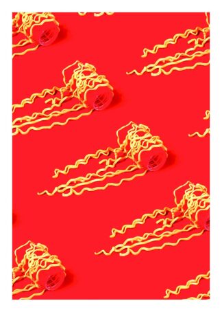 Noodle rolls on the red background poster