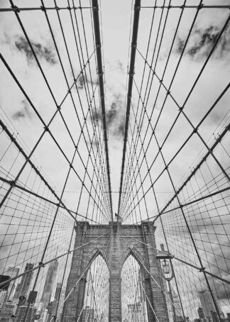 Black and white picture of the Brooklyn Bridge poster