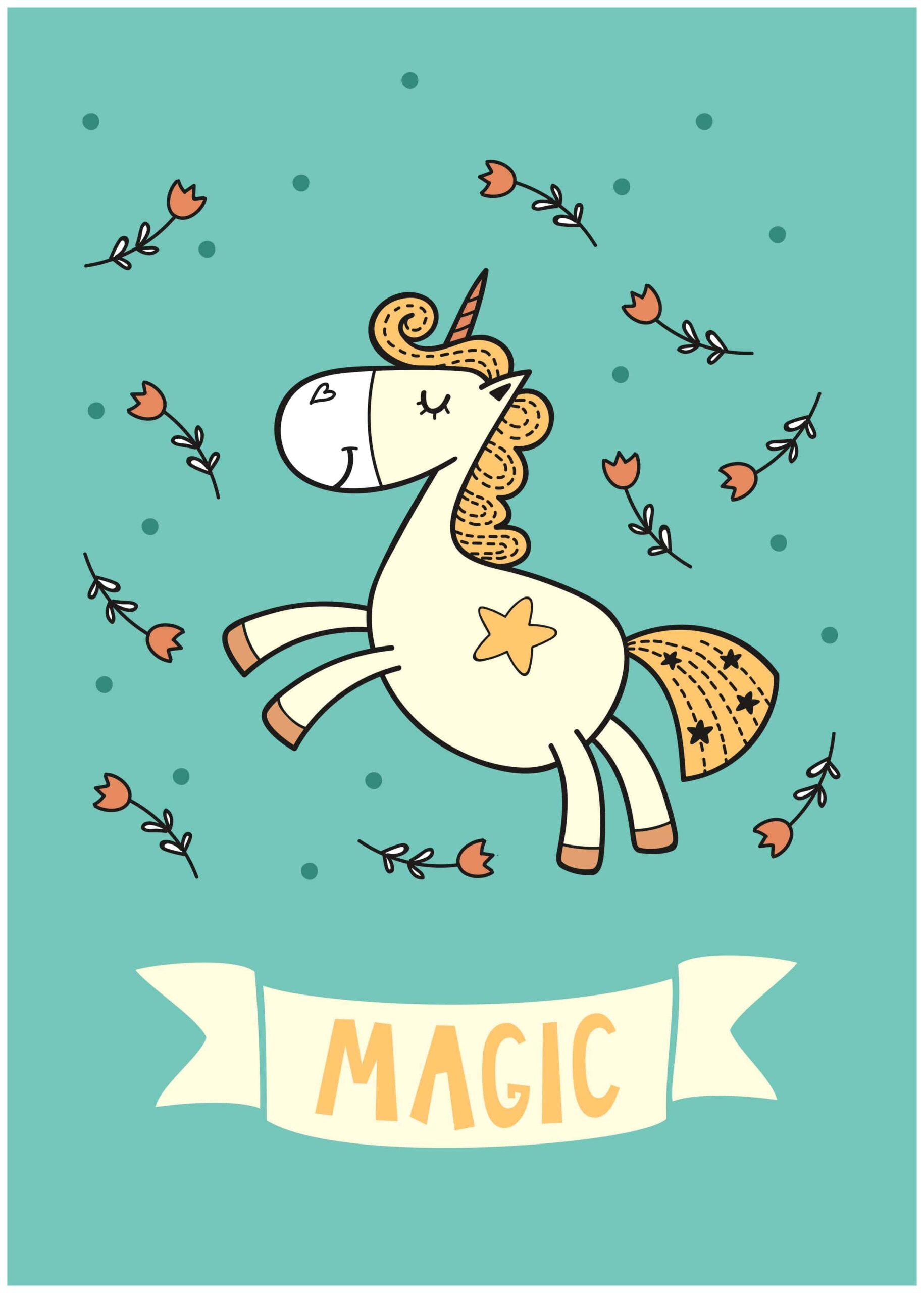 unicorn magic cartoon poster