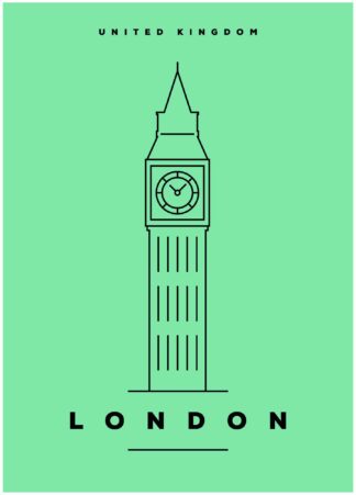 london illustration on green background poster