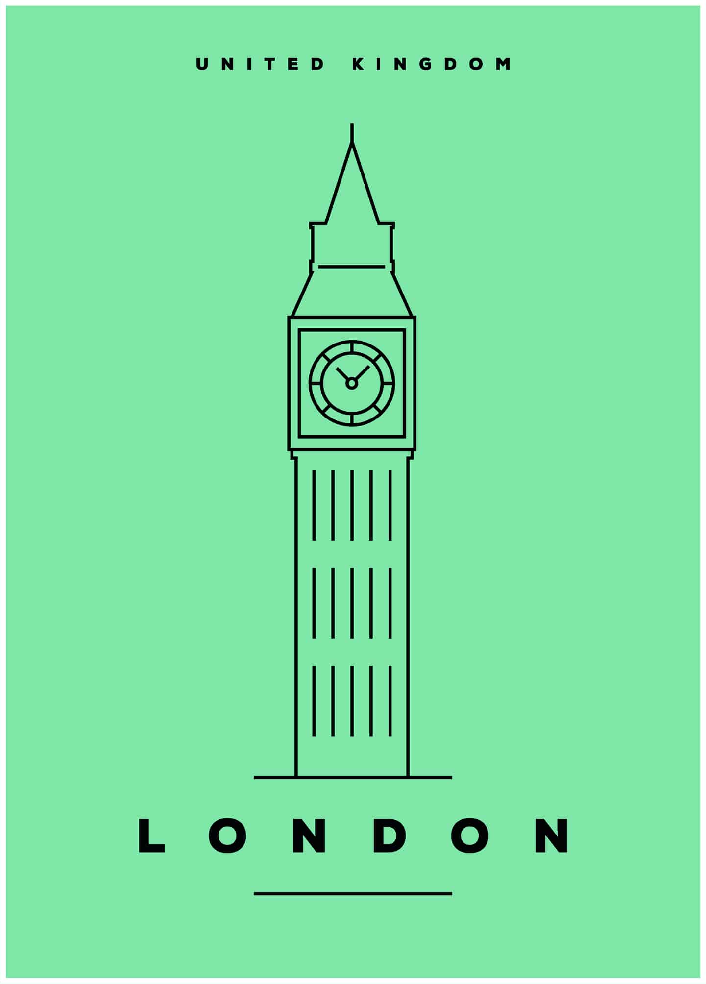 london illustration on green background poster