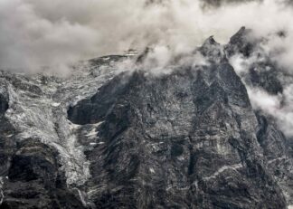 Matterhorn mountain peak in clouds poster