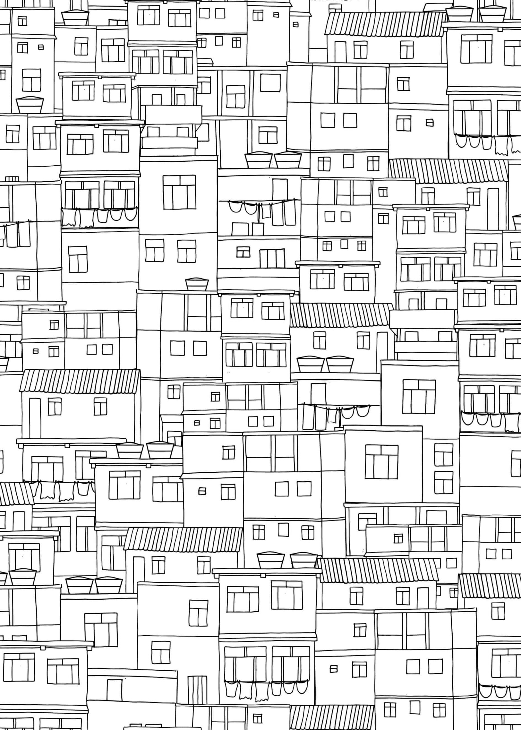 Favelas seamless pattern illustration poster