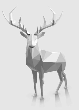 Christmas reindeer in polygonal graphic style illustration poster