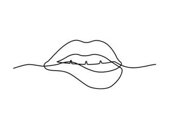 Continuous line drawing biting lips poster