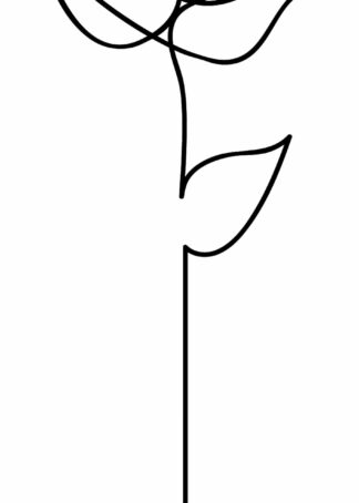 Rose continuous line drawing on white background poster