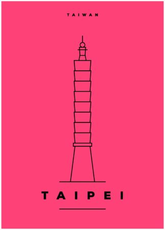 taipei illustration on pink background poster