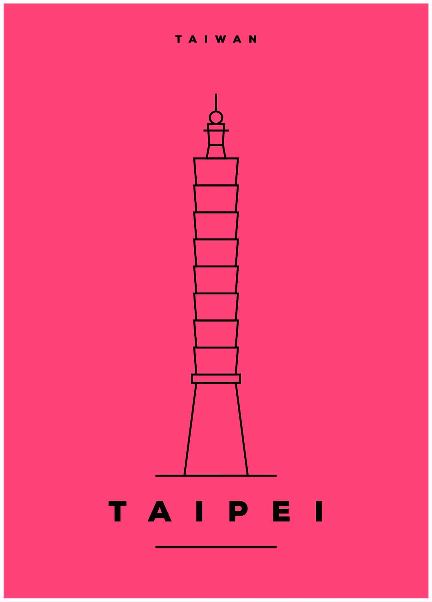 taipei illustration on pink background poster