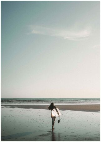 ready to surf on beach poster