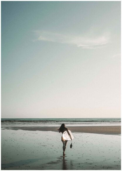 ready to surf on beach poster