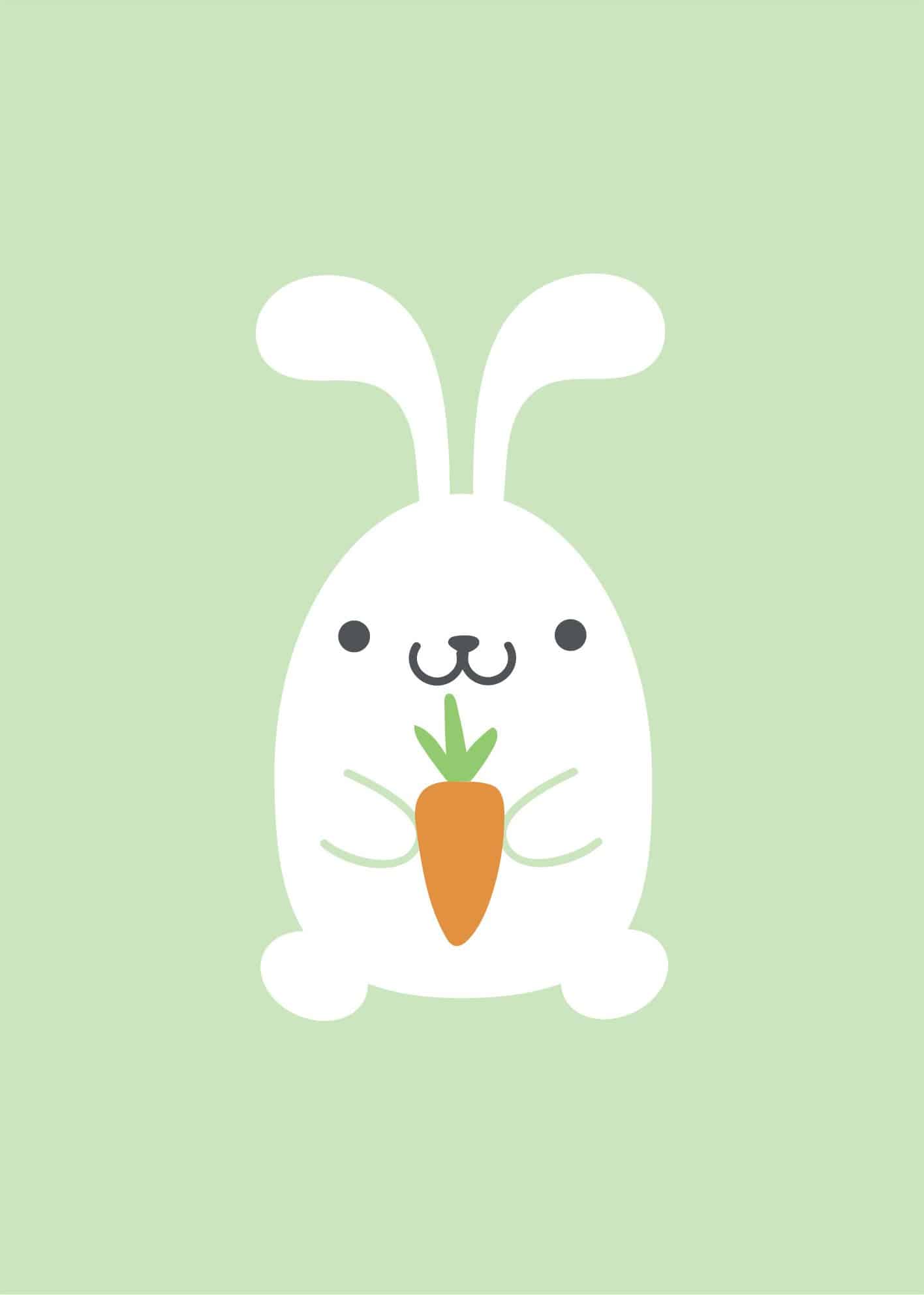 A happy little bunny illustration poster