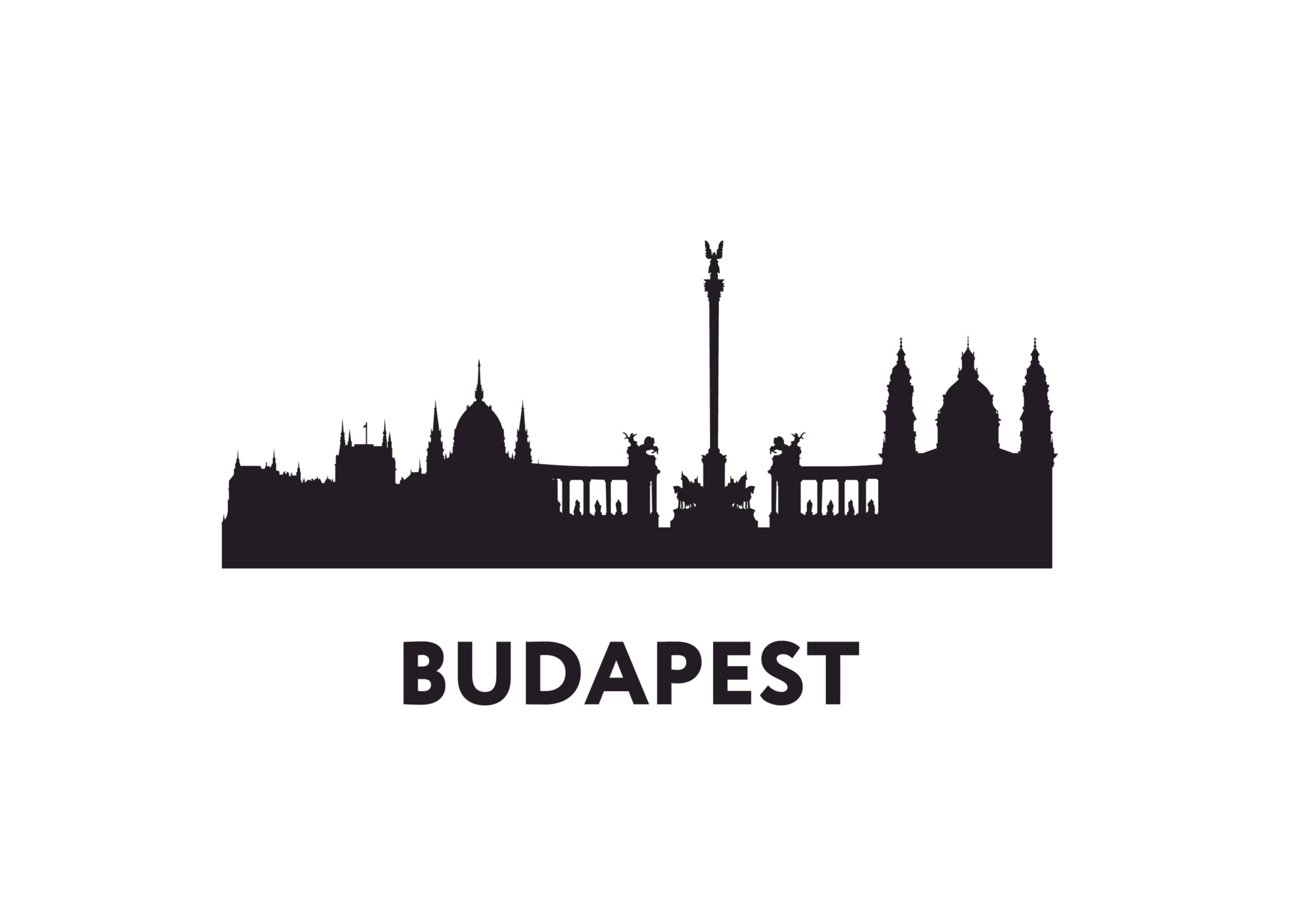 Budapest outline illustration poster