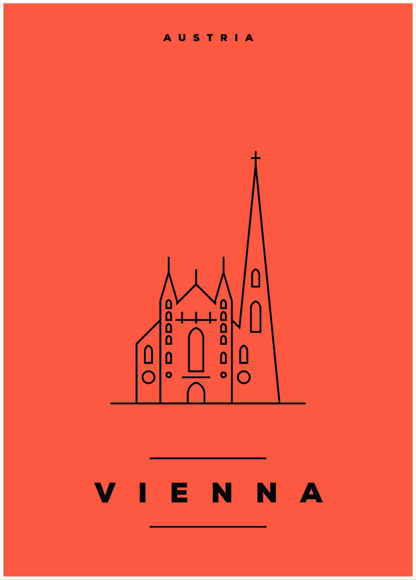 vienna illustration on orange background poster