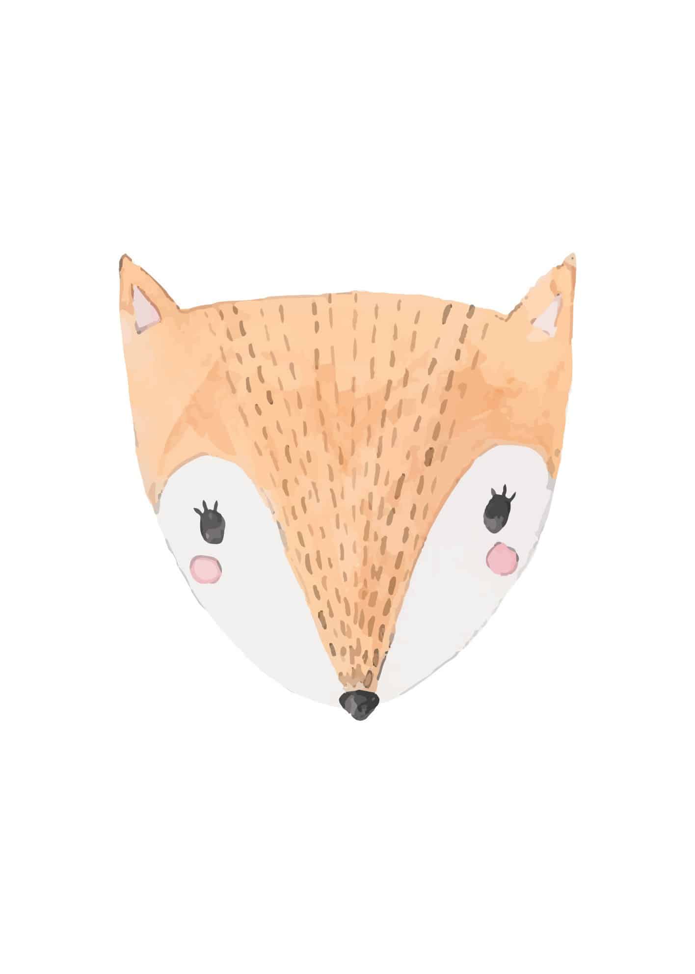 Watercolor fox head poster