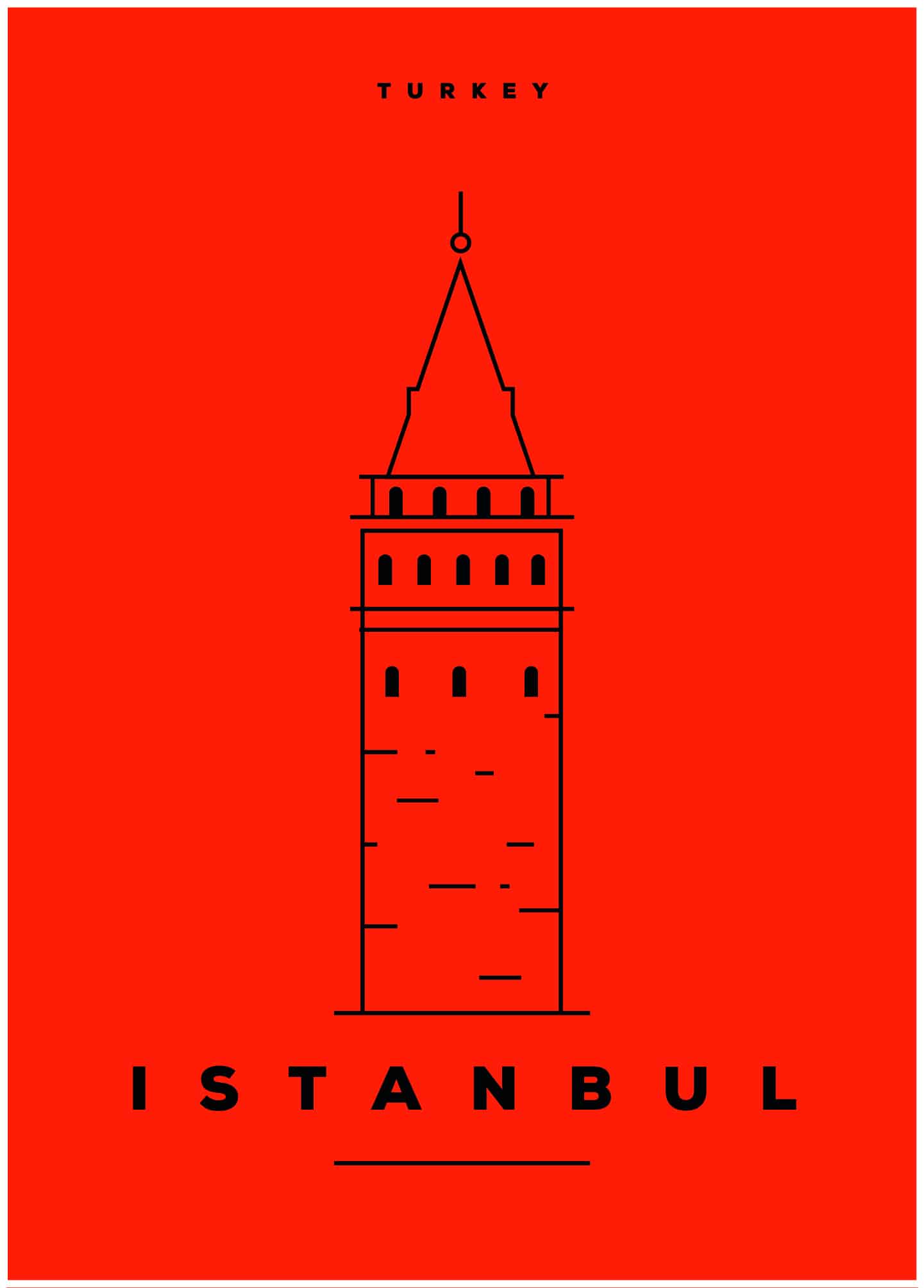 istanbul illustration on red background poster