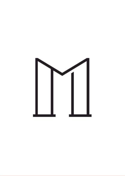 Calligraphy big letter m white poster