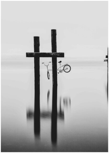 bike in lake poster