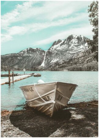 boat on beach poster