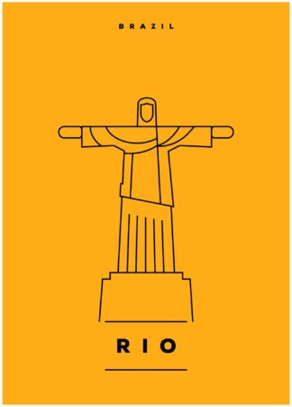 rio illustration on yellow background poster