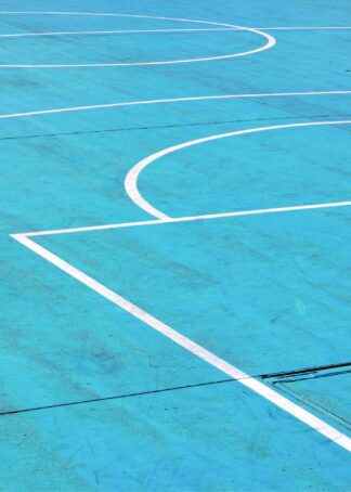 Graphic line basketball court color blue poster